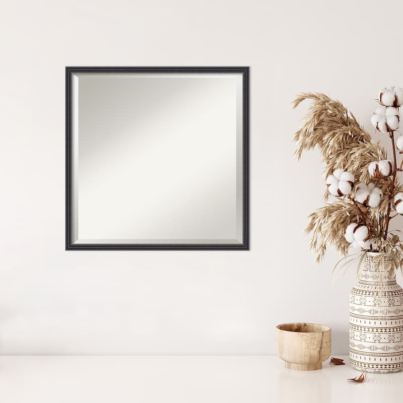 Stylish Black Narrow Beveled Wood Framed Wall Mirror - Stylish Black Narrow