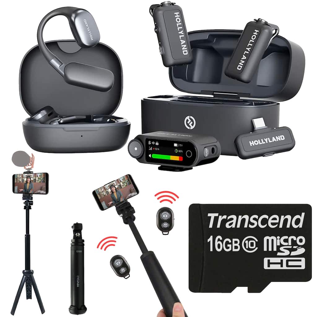 Hollyland LARK MAX 2 ULTIMATE COMBO Wireless Lavalier Mic System for Cameras, Mobile Devices + 13" Tripod + 16GB Card