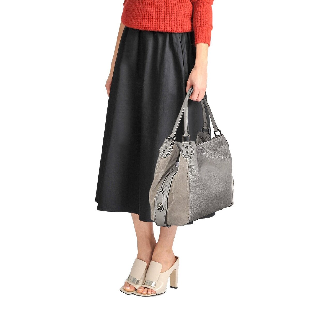 coach mixed leather edie 42