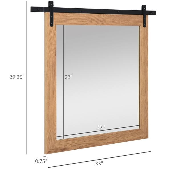 Homcom Industrial Style Square Wall Mount Hinge Bathroom Mirror Barn Door Style Make Up Home Decoration Wood Deep Wood Grain On Sale Overstock 32166235 Shop our best selection of mirrors to reflect your style and inspire your home. homcom industrial style square wall
