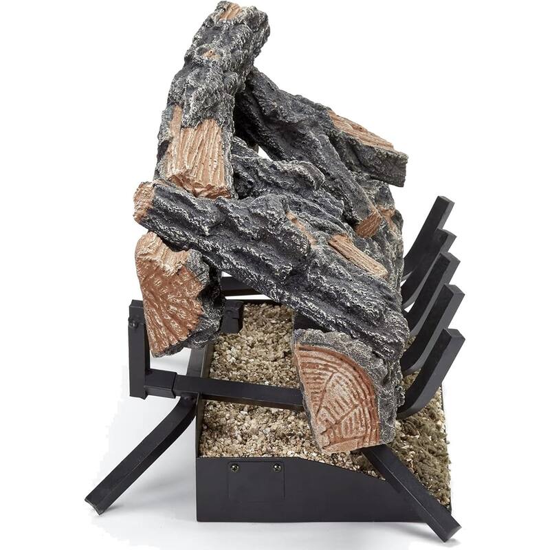 HearthSense Natural Gas Vented Fireplace Logs Set with Match Light, 55000 BTU, Heats up to 2000 Sq. Ft, Mountain Oak, 24 Inches
