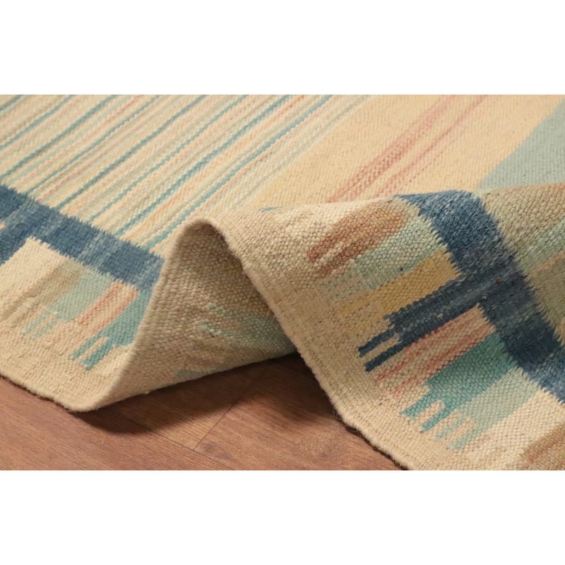 Hand Woven Oriental 100% Wool Carpet Southwestern Tribal Multi-Colored Kilim Runner Rug - 11' 5'' X 2' 5''