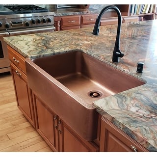 Adams Copper 36" Single Bowl Farmhouse Apron Front Undermount Kitchen Sink