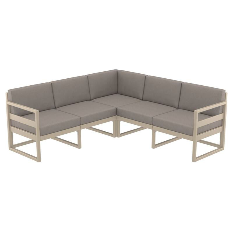 2 Piece Taupe Outdoor Patio Sectional Lounge Set with Sunbrella Cushion 78.75"