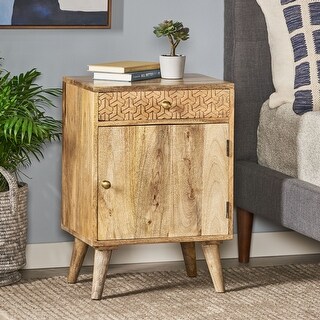 Lytle Boho Handcrafted Mango Wood Nightstand with Storage by Christopher Knight Home
