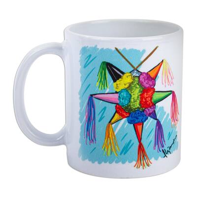 NOVICA Handmade Piñata Ceramic Mug