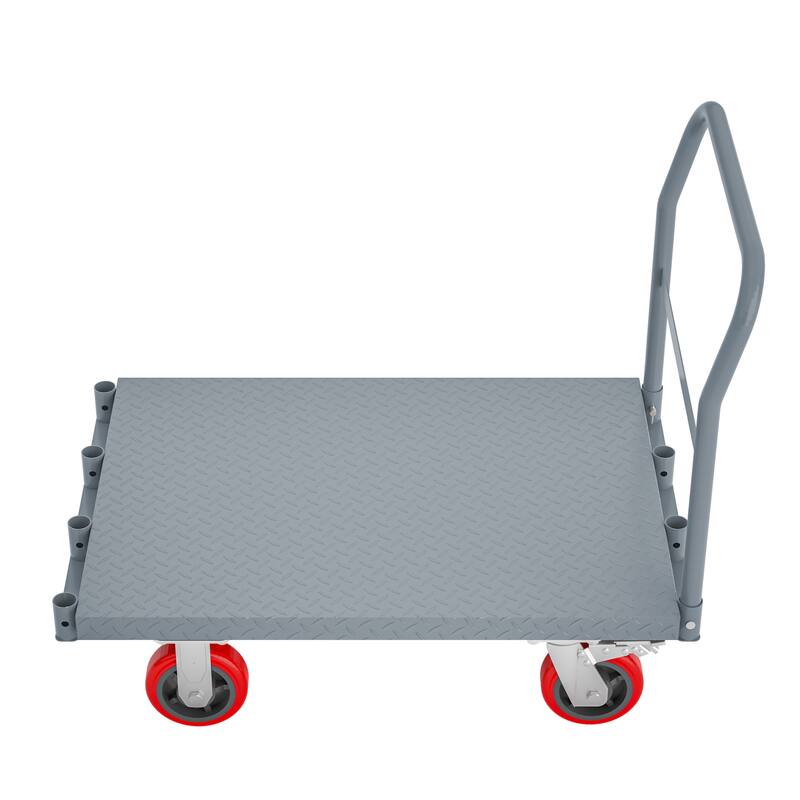 Heavy Duty Steel Panel Truck - 2000 lbs Drywall & Lumber Cart with 6" Swivel Brake Casters, Handrails, 36"x24"