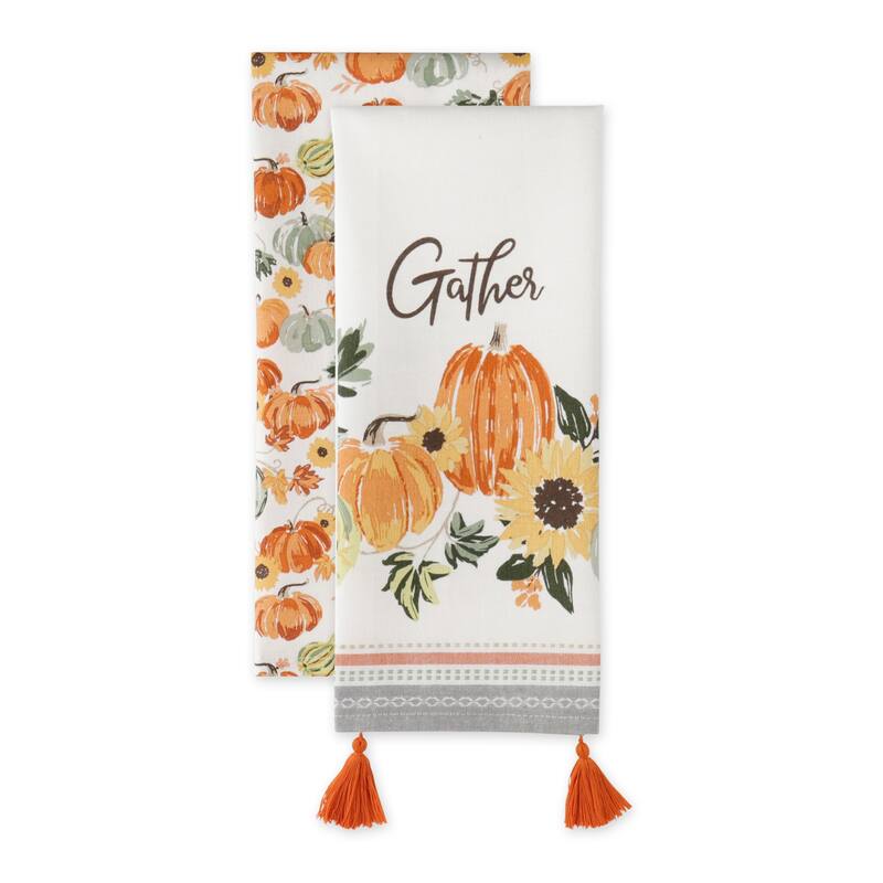 Autumn Pumpkins Printed Dishtowel (Set of 2)