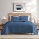 preview thumbnail 10 of 38, Crinkle Texture Microfiber 3-Piece Quilt Set, Enzyme Washed, Oversized Full - Queen - Navy