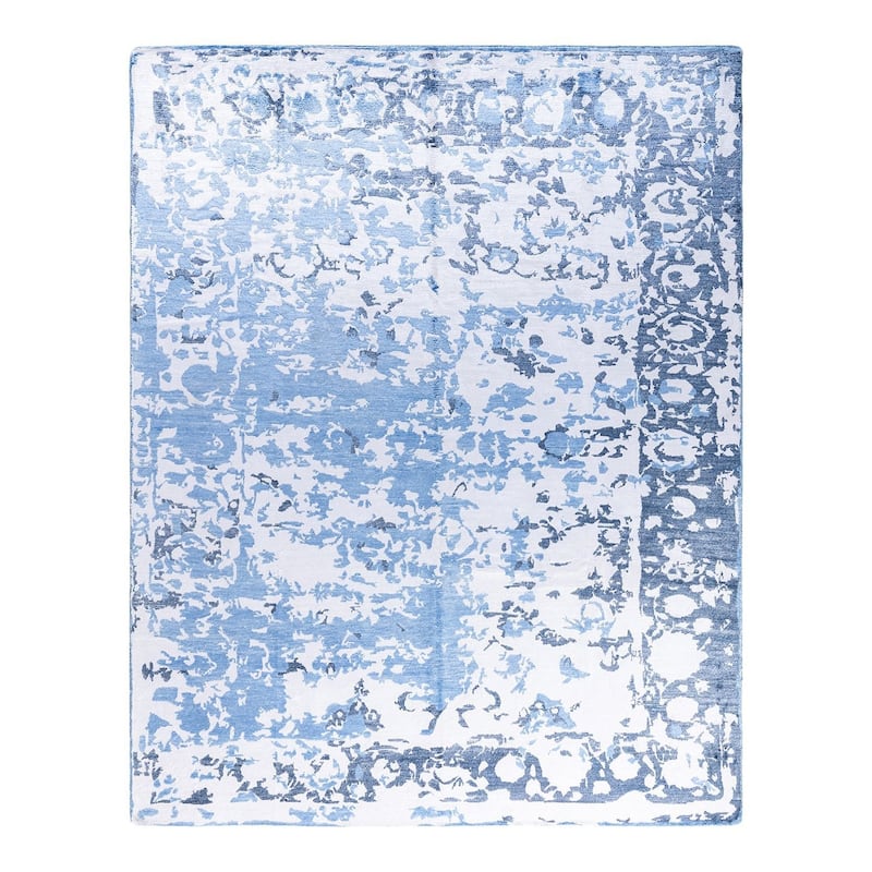 Modern One-of-a-Kind Hand-Knotted Area Rug - Ivory, 8' 1" x 10' 1" - 8' 1" x 10' 1"