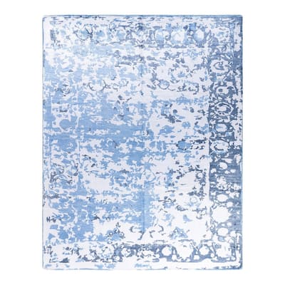Modern One-of-a-Kind Hand-Knotted Area Rug - Ivory, 8' 1" x 10' 1" - 8' 1" x 10' 1"