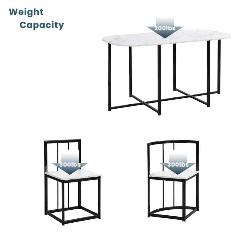 Mid-Century 7-Piece Dining Table Set for 6 People, Kitchen Dining Room Table Set with Faux Marble Dining Table and 6 Chairs