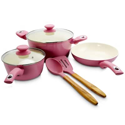 Gibson Home Plaza Cafe 7Pc Aluminum Nonstick Cookware Set in Lavender