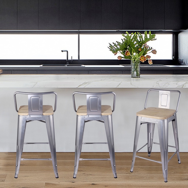 Low back best sale metal counter stools