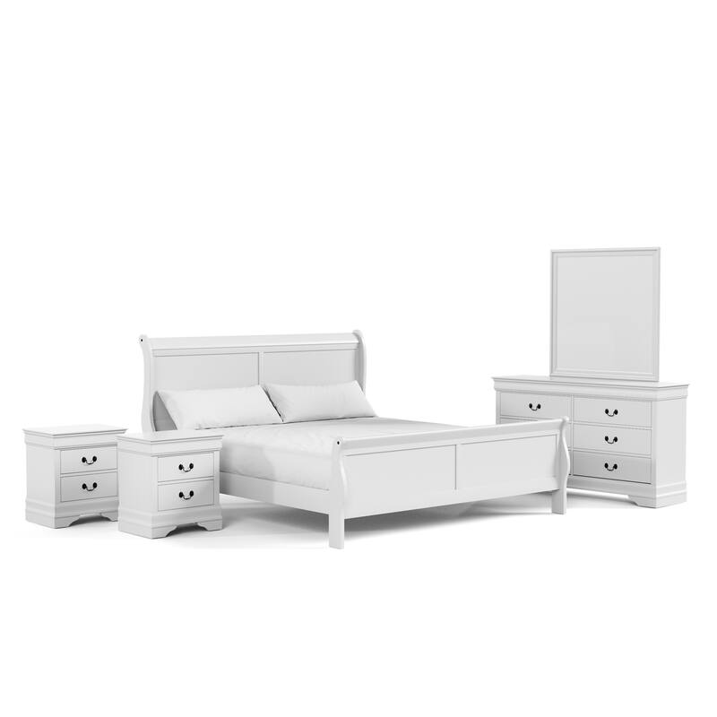 Furniture of America Devi Traditional Solid Wood 5-Piece Sleigh Bedroom Set