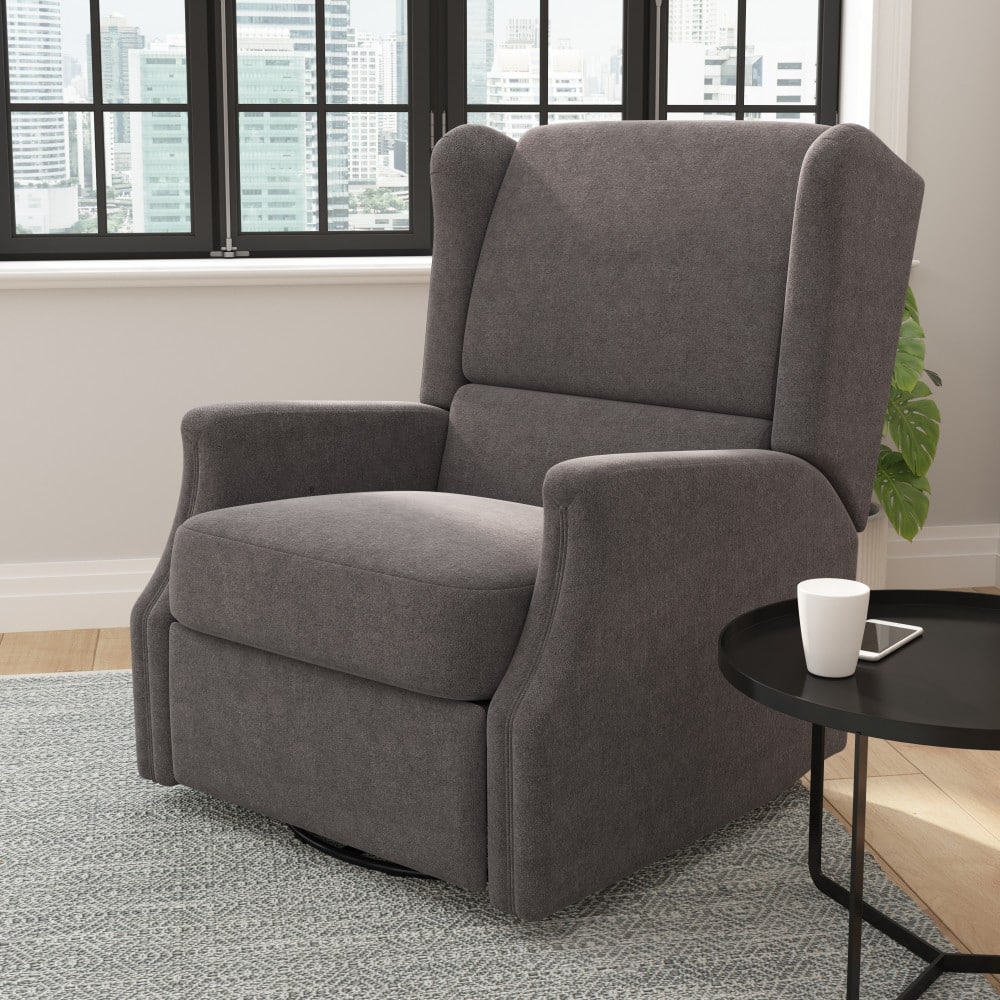 Wingback Upholstered Manual Recline Rocking Swivel Glider Chair