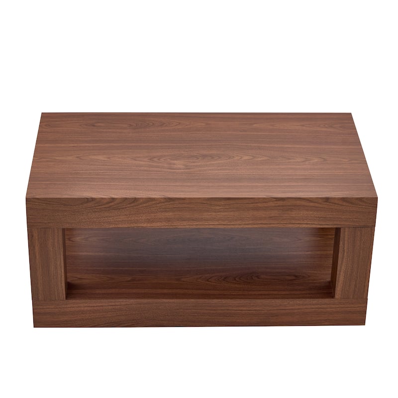 Modern 2-Tier Coffee Table, Rectangular Center Table with Open Storage Shelf, Stable and Durable, Easy Assembly