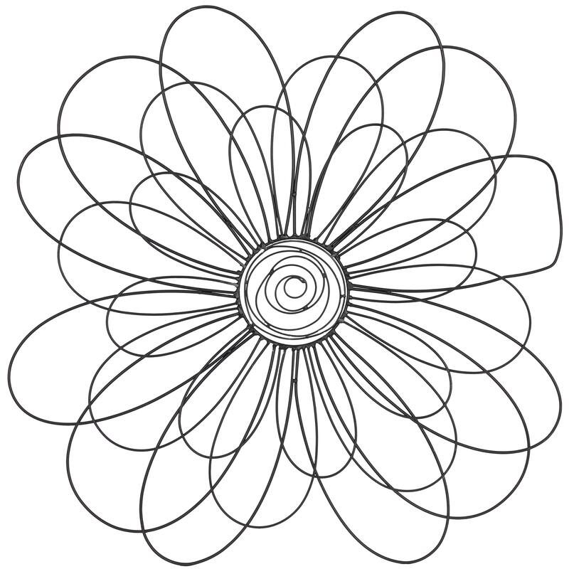 Black Metal 3D Wire Floral Home Wall Decor with Crystal Embellishments