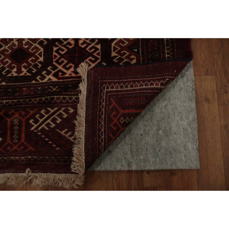 Hand Knotted Oriental 100% Wool Carpet Traditional All-Over Red Turkoman Area Rug - 11' 4'' X 7' 7''
