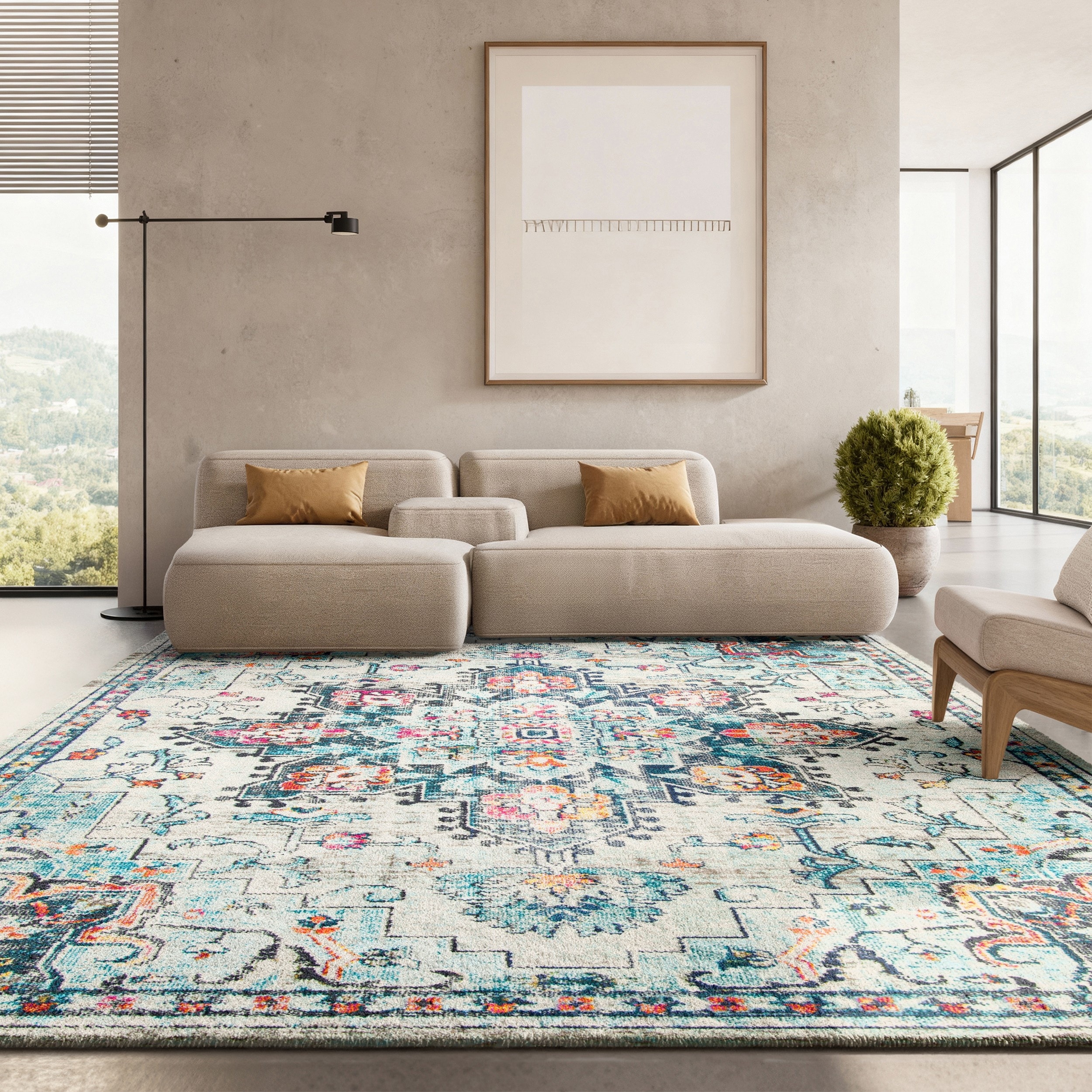 SAFAVIEH Madison Katelijne Boho Medallion Distressed Rug