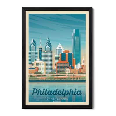 Philadelphia Pennsylvania Travel Poster Premium Framed Poster by Olahoop Travel Posters
