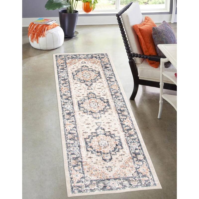 ECARPETGALLERY Machine Woven Heriza Ivory Area Rug