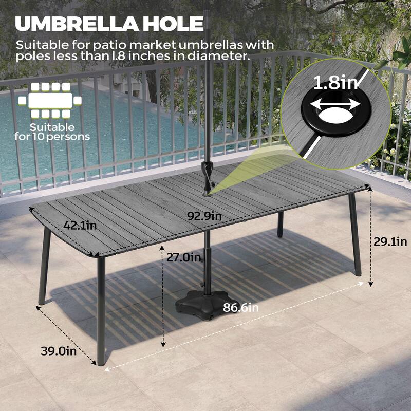 Pellebant Patio Dining Table Rectangular Aluminum Outdoor Table