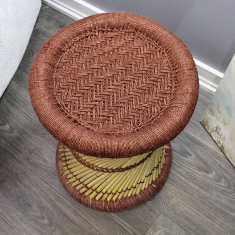 Natural Geo Moray Decorative Handwoven Jute Accent Stool