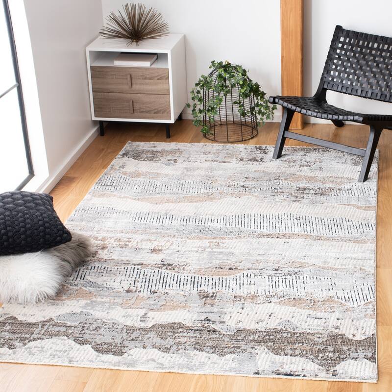 SAFAVIEH Mayflower Zamfira Modern Abstract Rug - 6'7" Square - Blue/Ivory