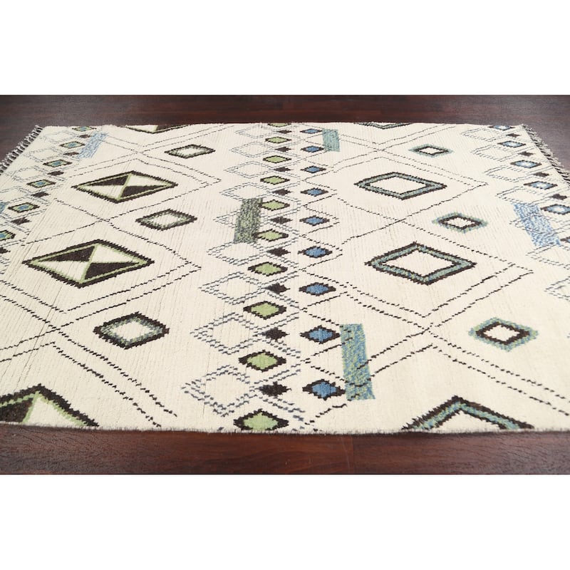 Modern Vegetable Dye Oriental Moroccan Berber Area Rug Wool Handmade - 5'9" x 9'3"