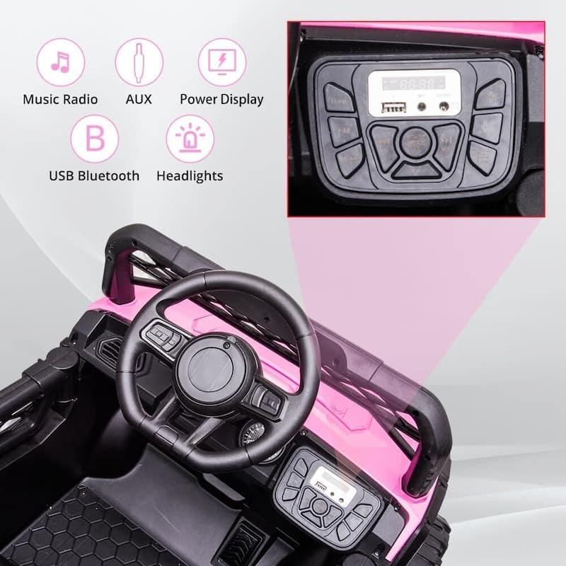 Kids Ride On Utv with Remote Control, 390W Double Motors 12V Kids Ride On Car Truck Toddles Electric Vehicle