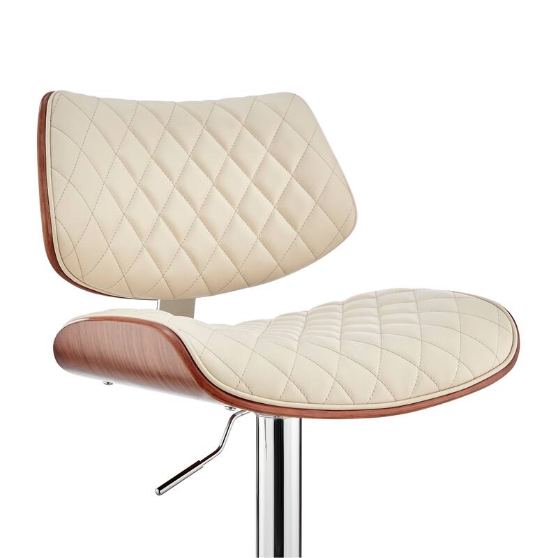 Faux Leather Adjustable Bar Stool with Swivel Seat and Chrome Matte Frame