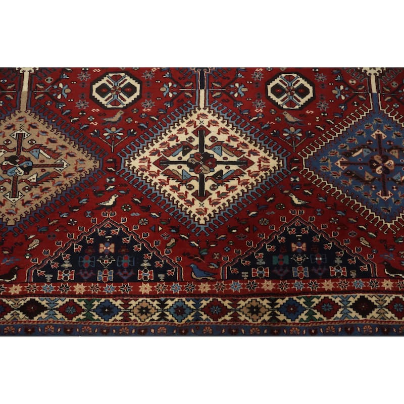 Hand Knotted Oriental 100% Wool Carpet Traditional Tribal Red Yalameh Area Rug - 10' 0'' X 6' 10''