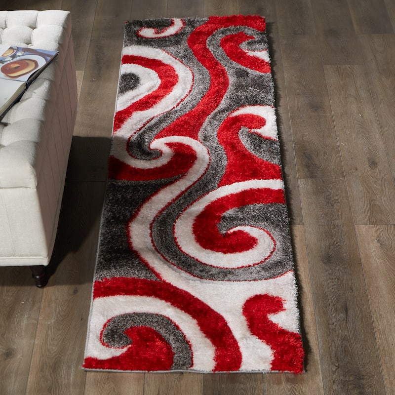 Santorini Collection Red/Grey Swirl Area Rug