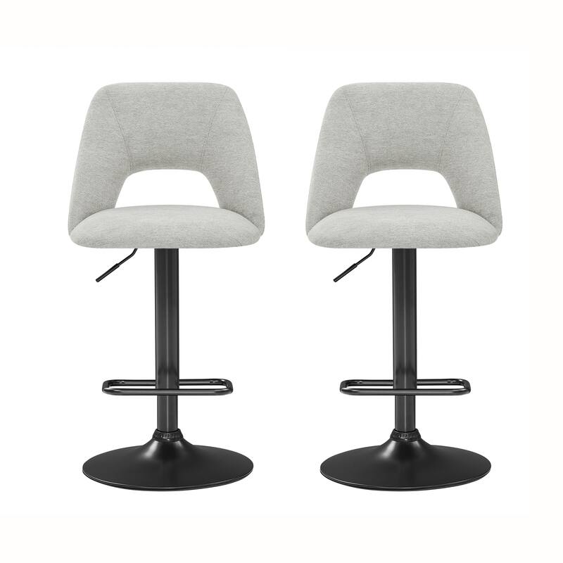 Roundhill Furniture Nuvia Contemporary Adjustable Barstool with Upholstered Swivel Seats, Set of 2