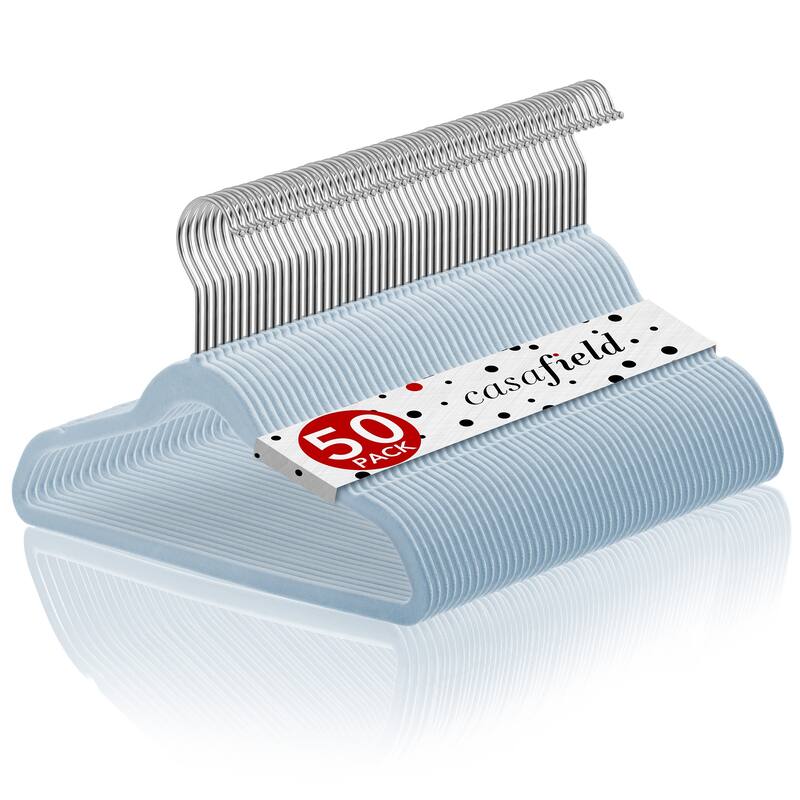 50 Velvet 14in Kids Hangers - Blue