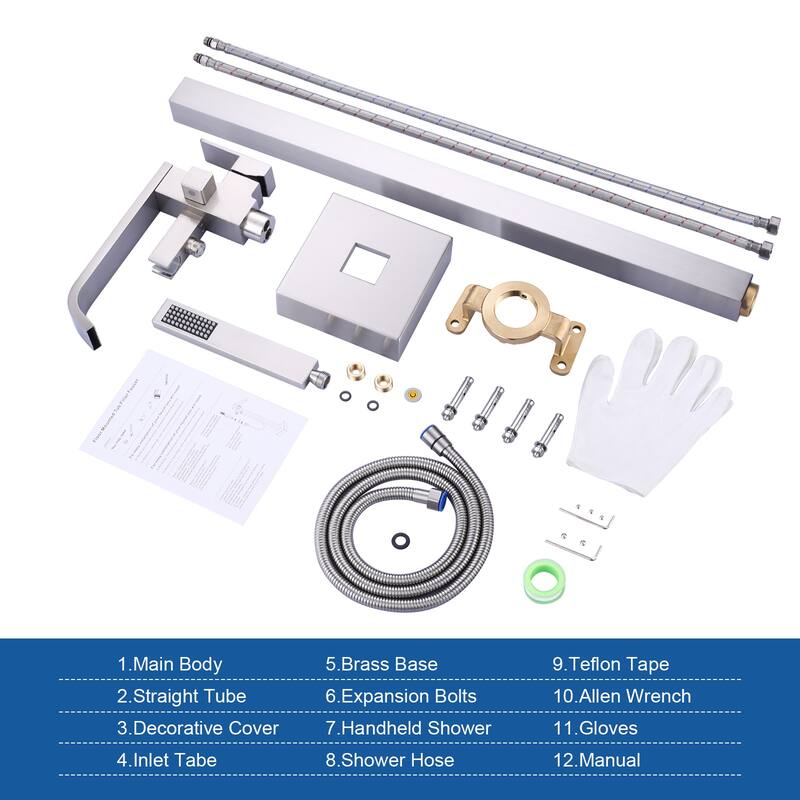 WOWOW Waterfall Single-Handle Freestanding Tub Faucet with Handshower