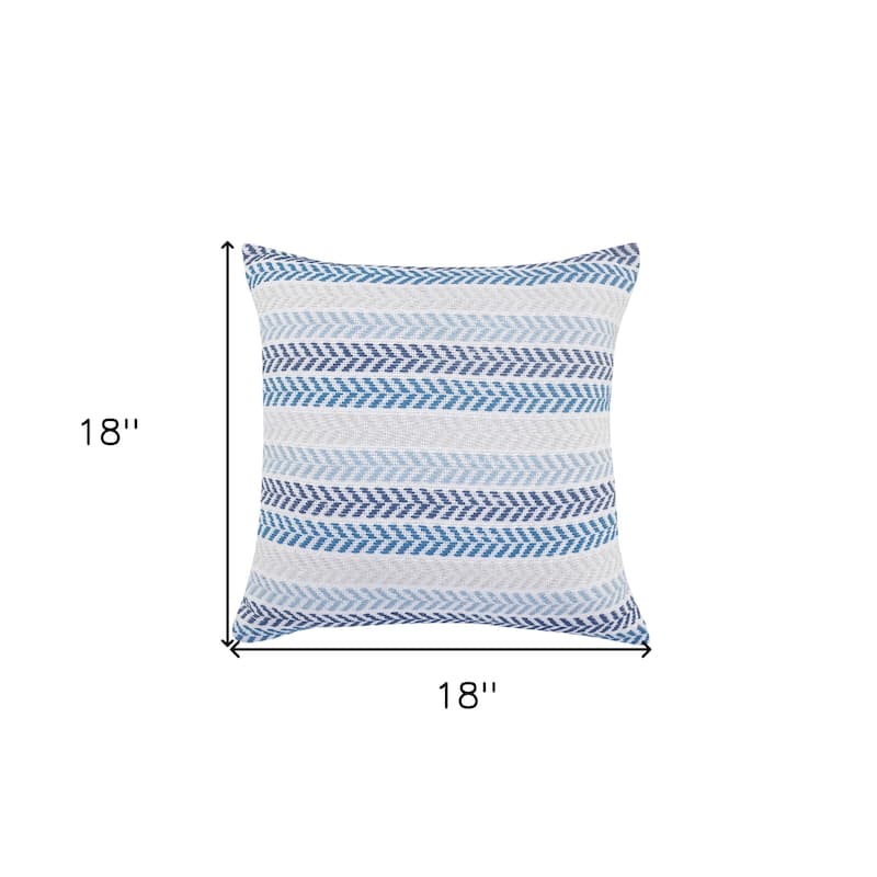 HomeRoots Set of Four 18" X 18" Blue Beach Chevron Cotton Zippered Pillow