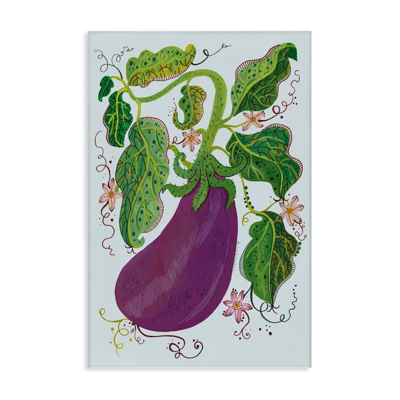 Stupell Whimsical Detail Eggplant Canvas Wall Art Design By Kay Widdowson - 16 x 24
