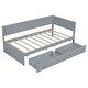 preview thumbnail 25 of 28, Beige Twin Wood Daybed with 2 Drawers, Guardrail, Vintage Style, No Box Spring