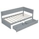 preview thumbnail 25 of 28, Twin Size Daybed with 2-Storage Drawers and Guardrail, Solid Pine Frame, No Box Spring Required, Beige Vintage Style for Bedroom