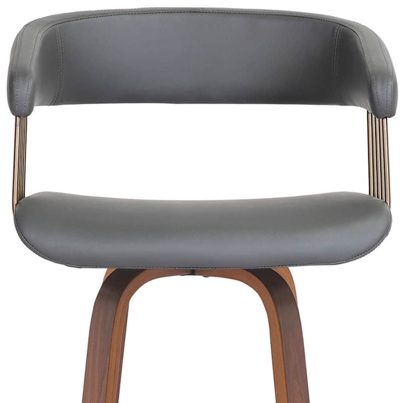 Modern Faux Leather Swivel Bar Stool with Full Back and Bucket Seat