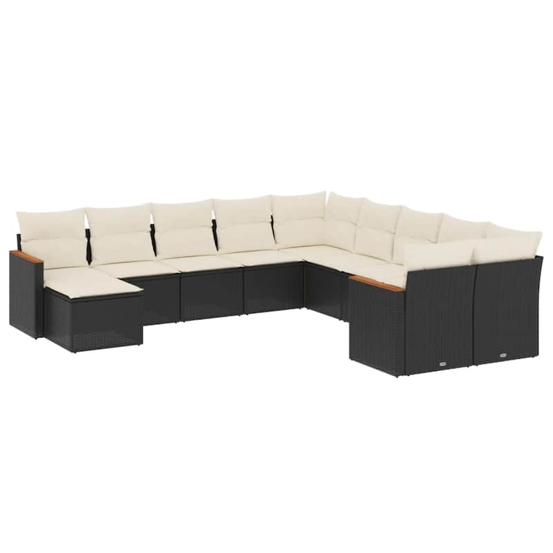 vidaXL Patio Sofa Set with Cushions Outdoor Conversation Furniture Poly Rattan - 21.7 x 21.7 x 14.6 in