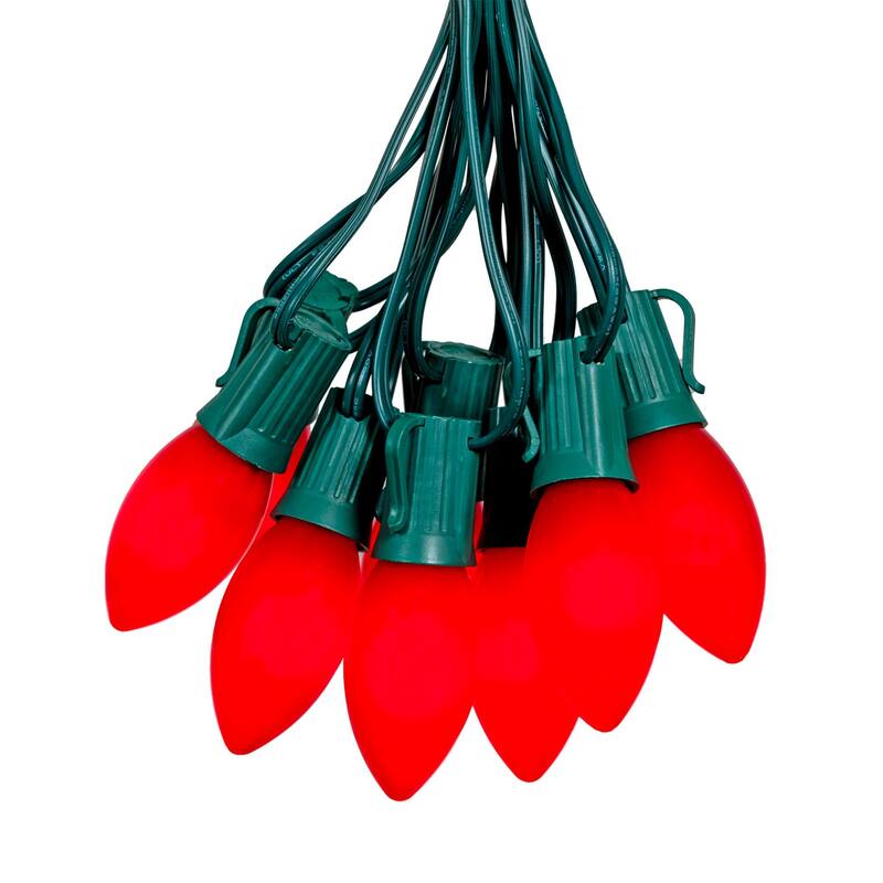 25 Foot C9 LED Transparent Outdoor Christmas String Light Set - Red