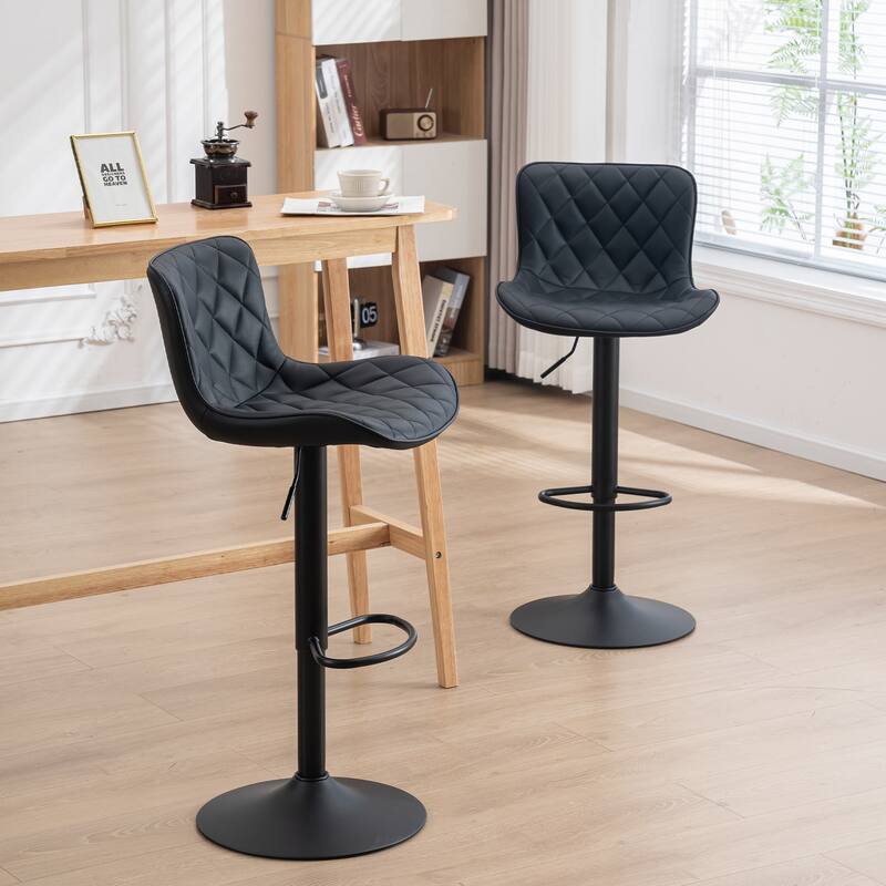 Bar Stools Set of 2 Adjustable Swivel Bar Chairs Modern Counter Stools