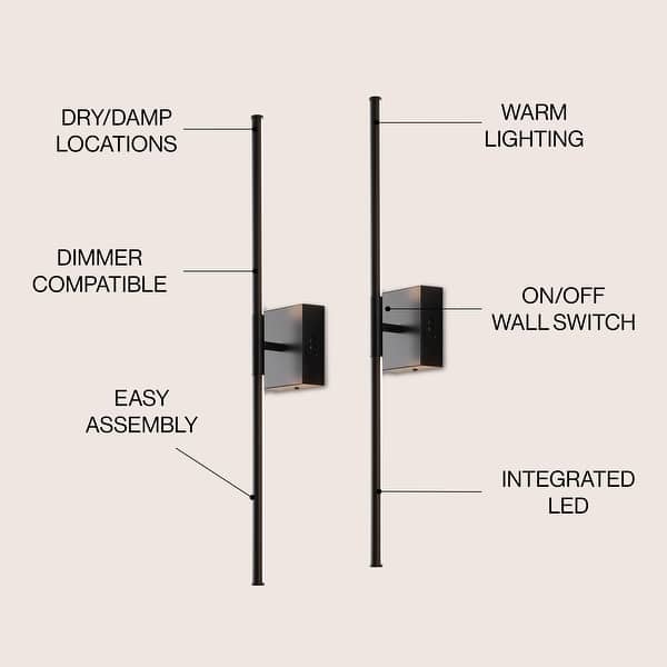 dimension image slide 11 of 13, Conley 28" Dimmable Integrated LED Metal Wall Sconce, by JONATHAN Y