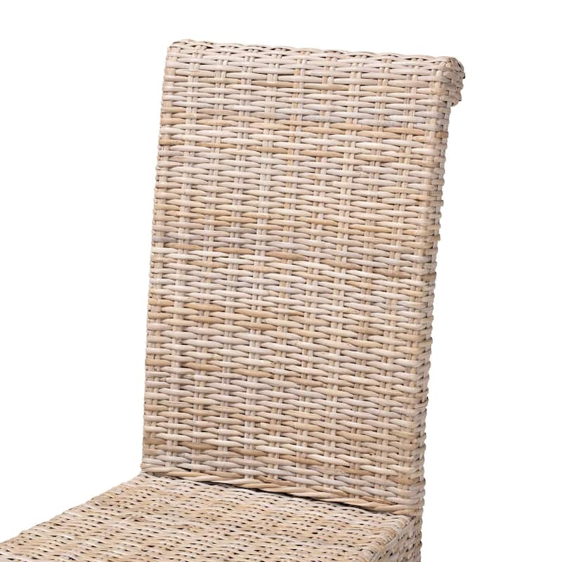 bali & pari Santiago Bohemian Grey Natural Kubu Rattan and Mango Wood Dining Chair
