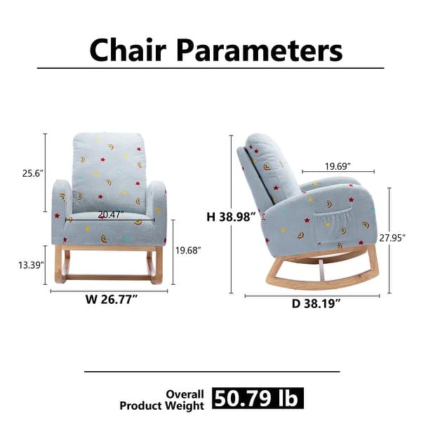 dimension image slide 1 of 6, Nursery Rocking Chair High Back Accent Rocker for Living Room