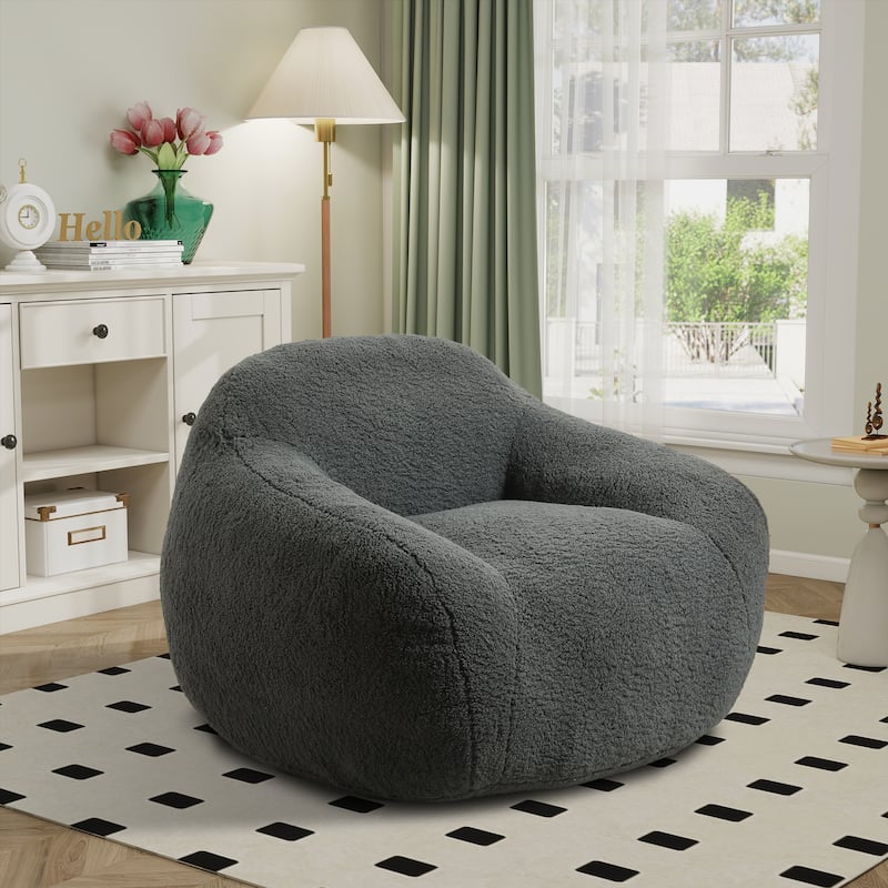 Teddy Bean Bag Chairs,Lazy Sofa Bean Bag Chairs with Armrest - Dark Gray