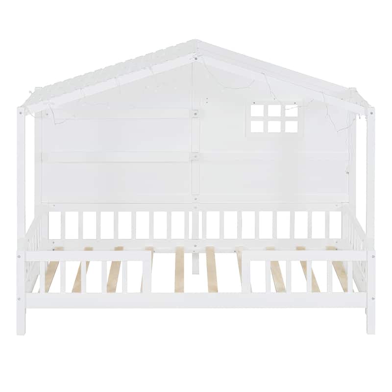 Twin Size House Bed with Shelves